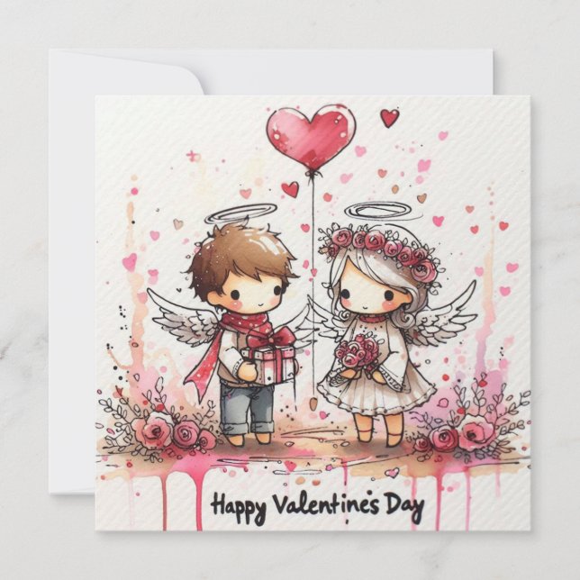 Tarjeta Festiva Happy Valentines Day Card (Anverso)