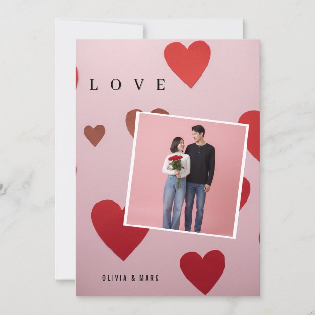 Tarjeta Festiva Happy Valentines Day Custom Photo Collage Love   (Anverso)