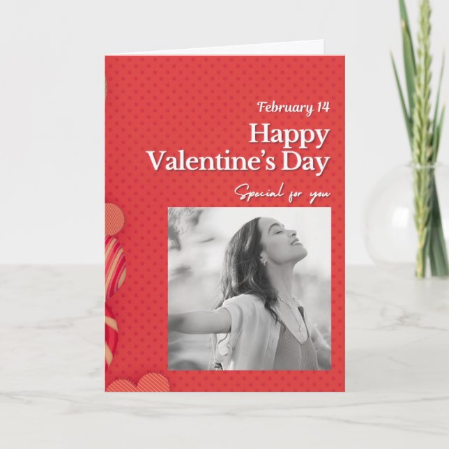 Tarjeta Festiva Happy valentine's day Custom Photo Red Hearts (Anverso)