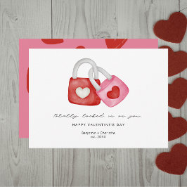 Tarjeta Festiva Happy Valentine's Day Cute Fun Locks Hearts Custom