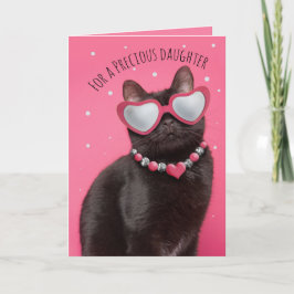 Tarjeta Festiva Happy Valentines Day Daughter Funny Kitty Cat 