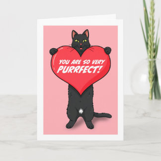 Tarjeta Festiva Happy Valentines Day For Anyone Cat Holding Heart 