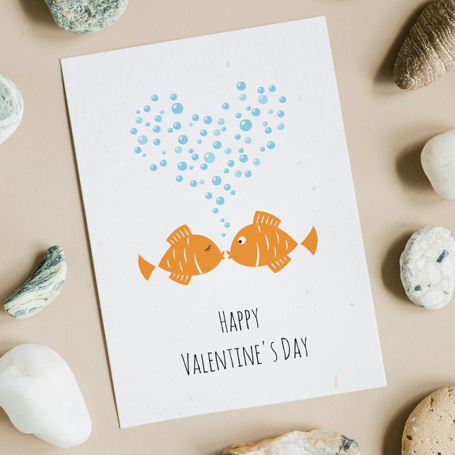 Tarjeta Festiva Happy Valentine's Day Golden Fishes Love Heart (Subido por el creador)