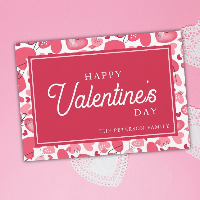 Tarjeta Festiva Happy Valentine's Day Heart Valentines   (Pink Heart Happy Valentines Day Valentines Card)