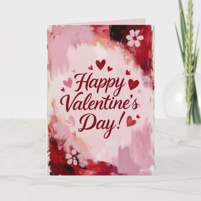 Tarjeta Festiva Happy Valentine's Day! Painted Brush Strokes (Anverso)