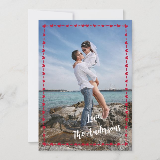 Tarjeta Festiva Happy Valentine's Day Photo Whimsical Heart Border (Anverso)