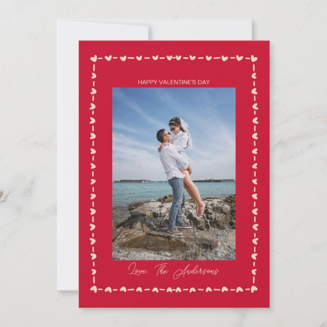 Tarjeta Festiva Happy Valentine's Day Photo Whimsical Heart Border (Anverso)