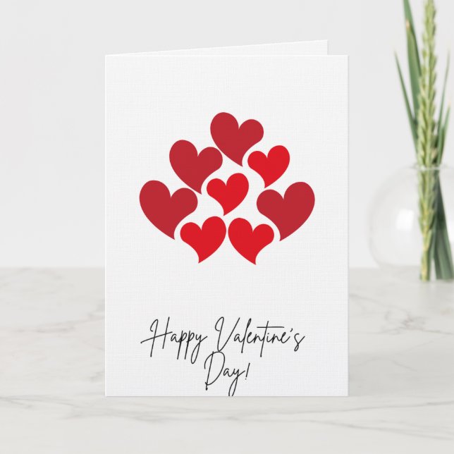 Tarjeta Festiva Happy Valentine's Day Red Hearts Card (Anverso)