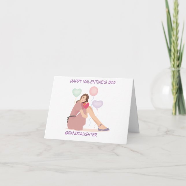 Tarjeta Festiva Happy Valentine's Day Teen Granddaughter (Anverso)