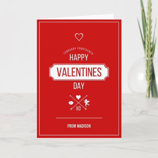 Tarjeta Festiva Happy Valentine's Day Valentine Symbols Card (Anverso)