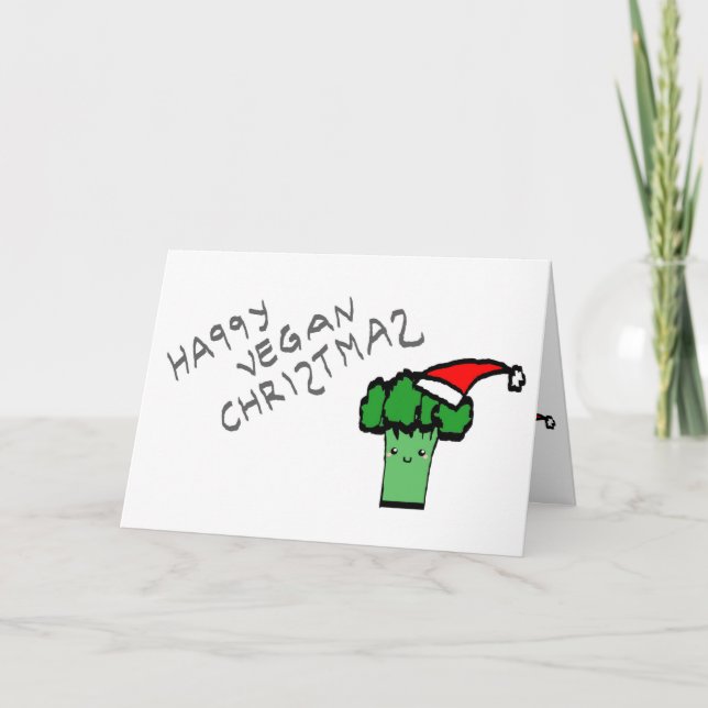 Tarjeta Festiva Happy vegan Christmas (Anverso)