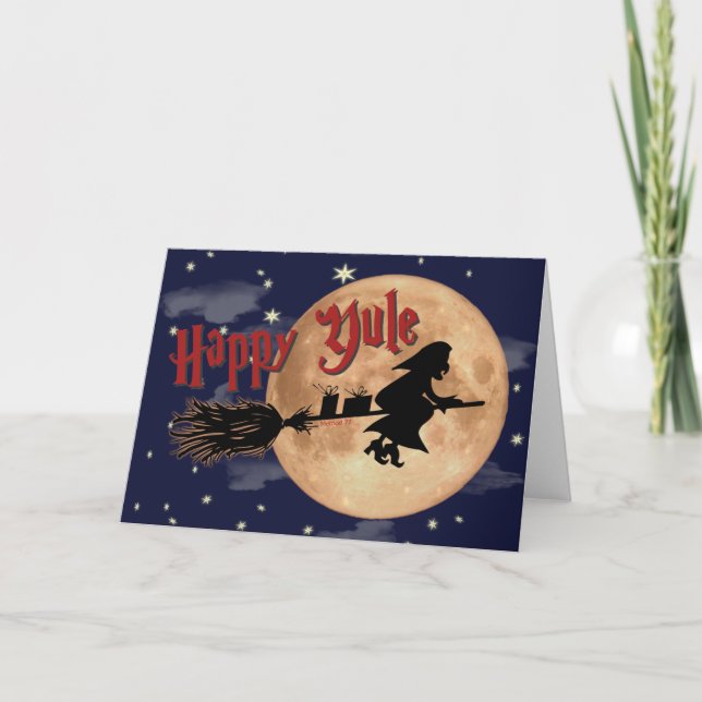 Tarjeta Festiva Happy Yule Witch Xmas Card (Anverso)