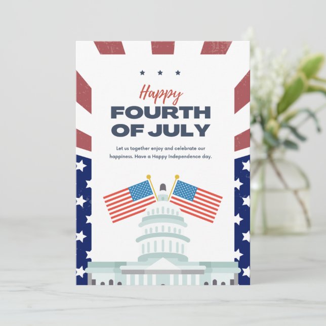 Tarjeta Festiva #HappyFourthOfJulyFlatCard (Anverso de pie)