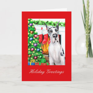 Tarjeta Festiva Harlequin de las medias de great dane