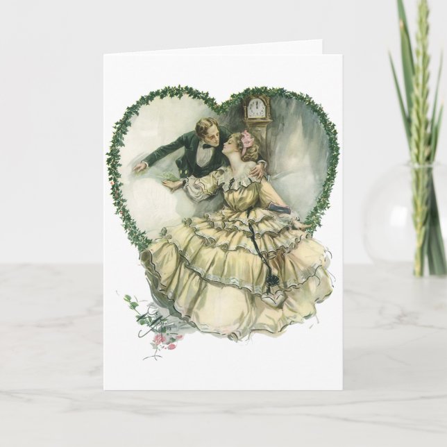 Tarjeta Festiva Harrison Fisher, Navidades y Groom (Anverso)