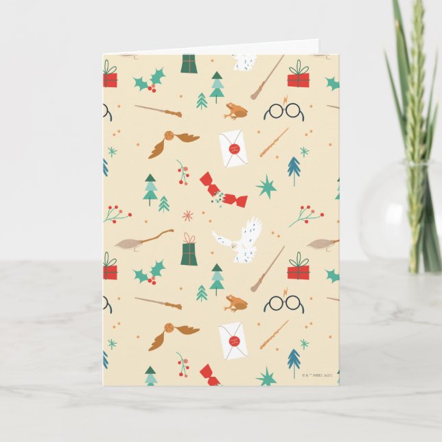 Tarjeta Festiva Harry Potter | Patrón de iconos de vacaciones (Anverso)