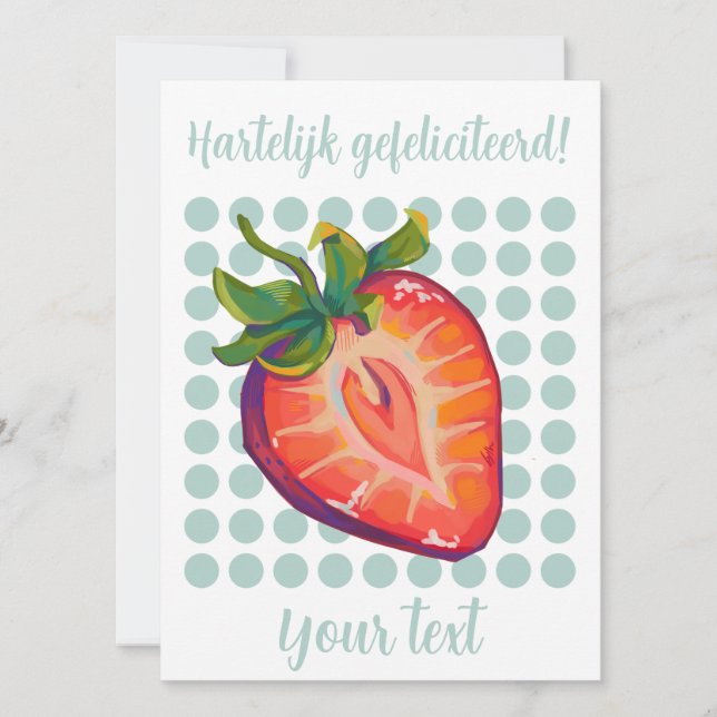 Tarjeta Festiva Hartelijk gefeliciteerd aardbei (Anverso)