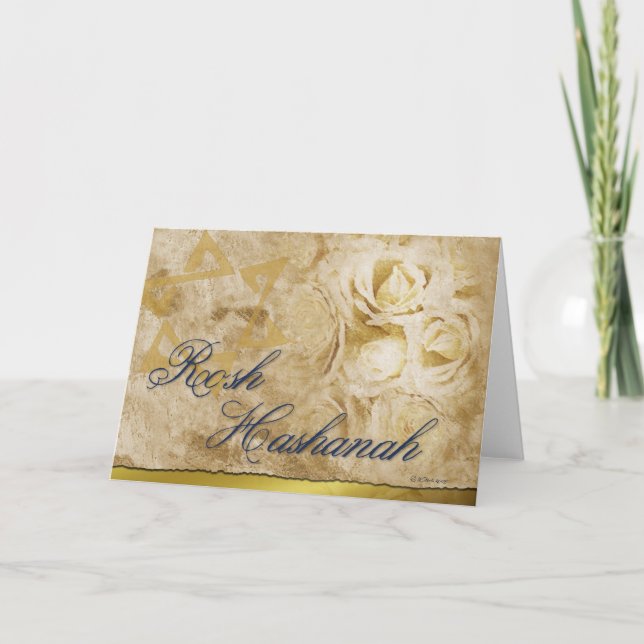 Tarjeta Festiva Hashanah-Flores de Rosh (Anverso)