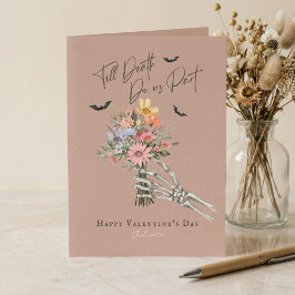 Tarjeta Festiva Hasta la Muerte Gótica Flor Silvestre Esqueleto Sa