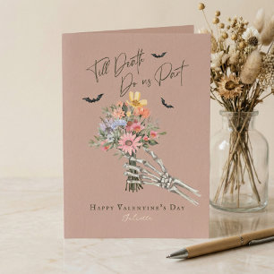 Tarjeta Festiva Hasta la Muerte Gótica Flor Silvestre Esqueleto Sa
