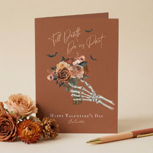 Tarjeta Festiva Hasta la Muerte Gótico Floral Mano de Esqueleto Sa