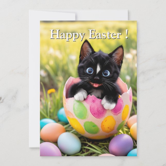 Tarjeta Festiva Hatching a plan: ¡La sorpresa de Felini en Pascua! (Anverso)