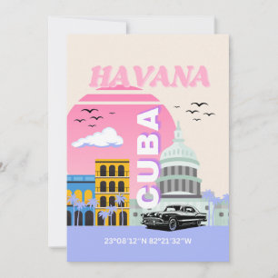 Tarjeta Festiva Havana Cuba Travel Art