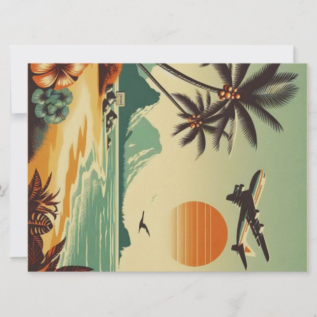 Tarjeta Festiva Hawai vintage/Tropical (Anverso)