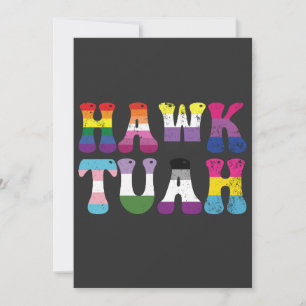 Tarjeta Festiva Hawk Tuah Gracioso LGBTQ bandera arcoiris trans