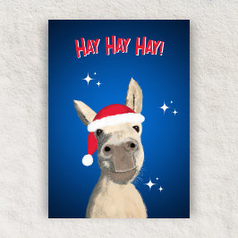 Tarjeta Festiva Hay Hay Hay Hay Pun Donkey Santa Hat Navidades