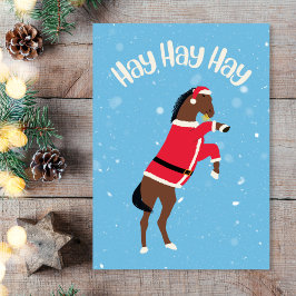 Tarjeta Festiva Hay hay hay Navidades divertidos de Santa Caballo