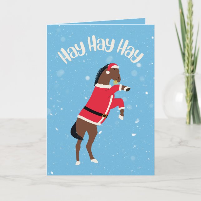 Tarjeta Festiva Hay hay heno caballo de heno Santa Navidades graci (Anverso)