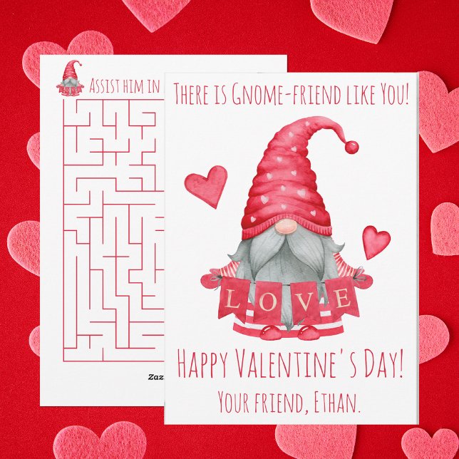 Tarjeta Festiva Hay un amigo gnomo como tú, Classroom V-Day (Make your friends and classmates feel special by personalizing this card for them.)