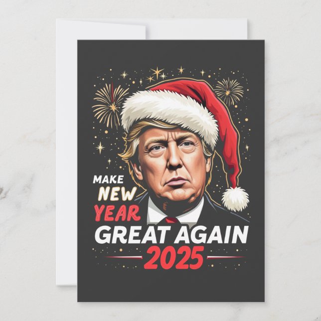 Tarjeta Festiva Haz el Año Nuevo Genial Otra Vez 2025 Trump Nochev (Anverso)
