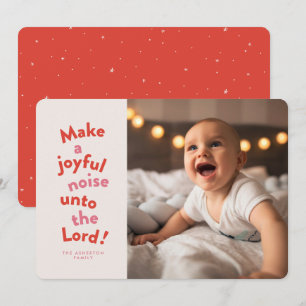Tarjeta Festiva Haz un ruido alegre divertido rojo religioso Navid