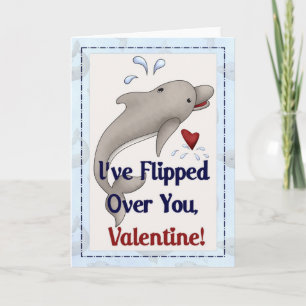 Tarjeta Festiva He caído sobre ti, Valentine Dolphin Card d1