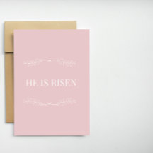 He Is Risen Christian Easter Card – Soft Pink