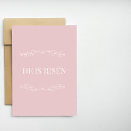 Tarjeta Festiva He Is Risen Christian Easter Card – Soft Pink