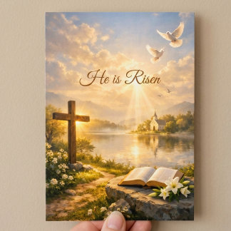 Tarjeta Festiva He Is Risen Christian Easter Resurrection Flat