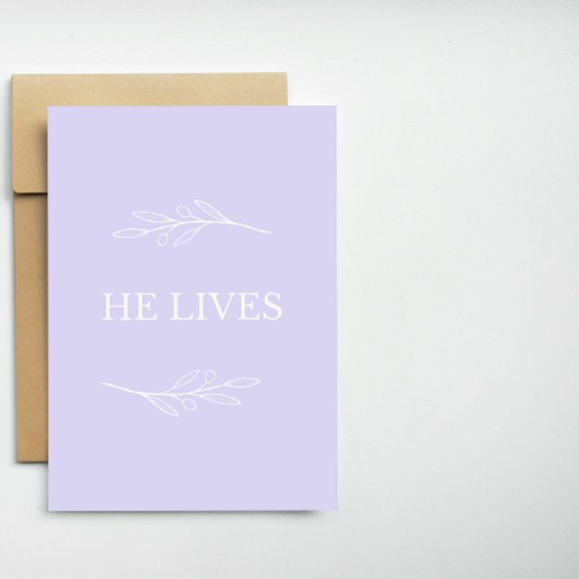 Tarjeta Festiva He Lives Christian Easter Card – Lavender Faith (Subido por el creador)