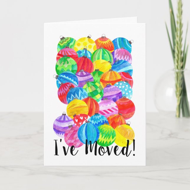 Tarjeta Festiva He movido/nueva dirección , burbujas acuarelas (Anverso)