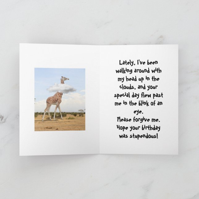 TARJETA FESTIVA HEAD IN THE CLOUDS - BELATED BIRTHDAY CARD (Interior)