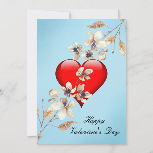 Tarjeta Festiva Heart and Flowers for Spouse or Other (Anverso)