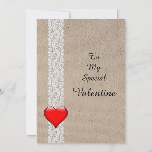 Tarjeta Festiva Heart and Lace Special Valentine (Anverso)