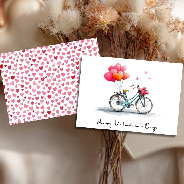 Tarjeta Festiva Heart Balloons & Bikes Valentine's Day (Subido por el creador)