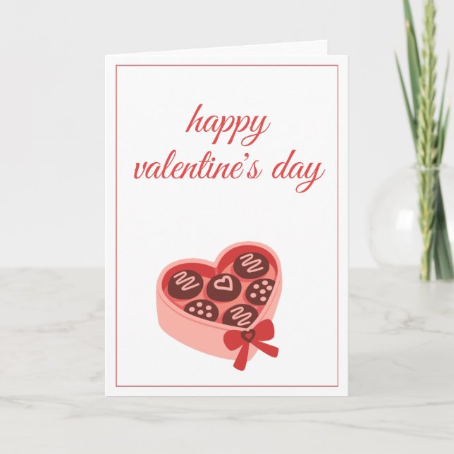 Tarjeta Festiva Heart Chocolate Box Sweet Valentine’s Day (Anverso)