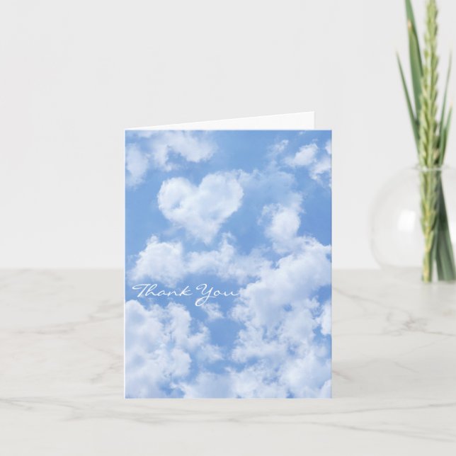 Tarjeta Festiva Heart Cloud Sky Cute Modern Blue Custom Wedding (Anverso)