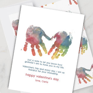 Tarjeta Festiva Heart Handprints Valentine's Day Holiday Card