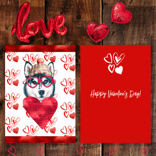 Tarjeta Festiva Heart Husky Dog Lover Valentine Gift