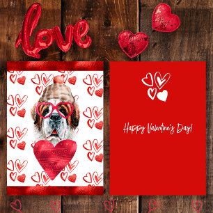 Tarjeta Festiva Heart Saint Bernard Dog Lover Valentine Gift
